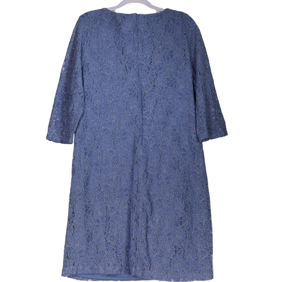 Chicos Blue Sheath Dress Women Size 2.5 14 Lace Overlay Lined Boho Career - Picture 6 of 8
